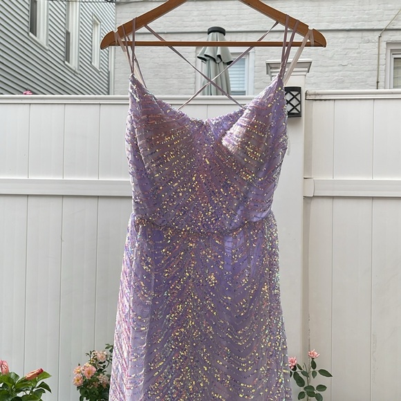 B. Darlin - Juniors' Purple Sequin Prom Gown - Size 15/16 - Picture 6 of 16